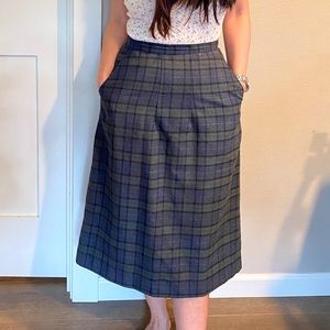 Vintage Preppy Plaid Midi Skirt XS